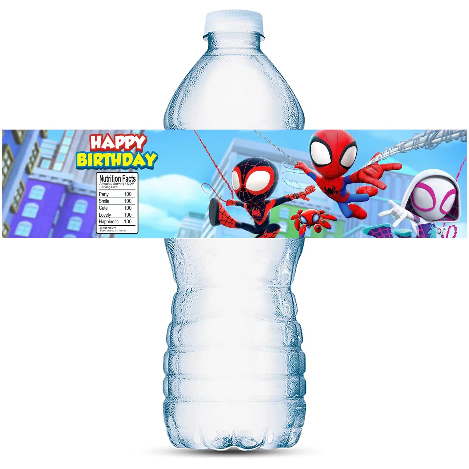 30 PCS Spiderman Water Bottle Labels - Spidey and His Amazing Friends Party Supplies, Stickers for Birthday Decorations - Perfect for Kids' Birthday Parties, Baby Showers & Themed Events