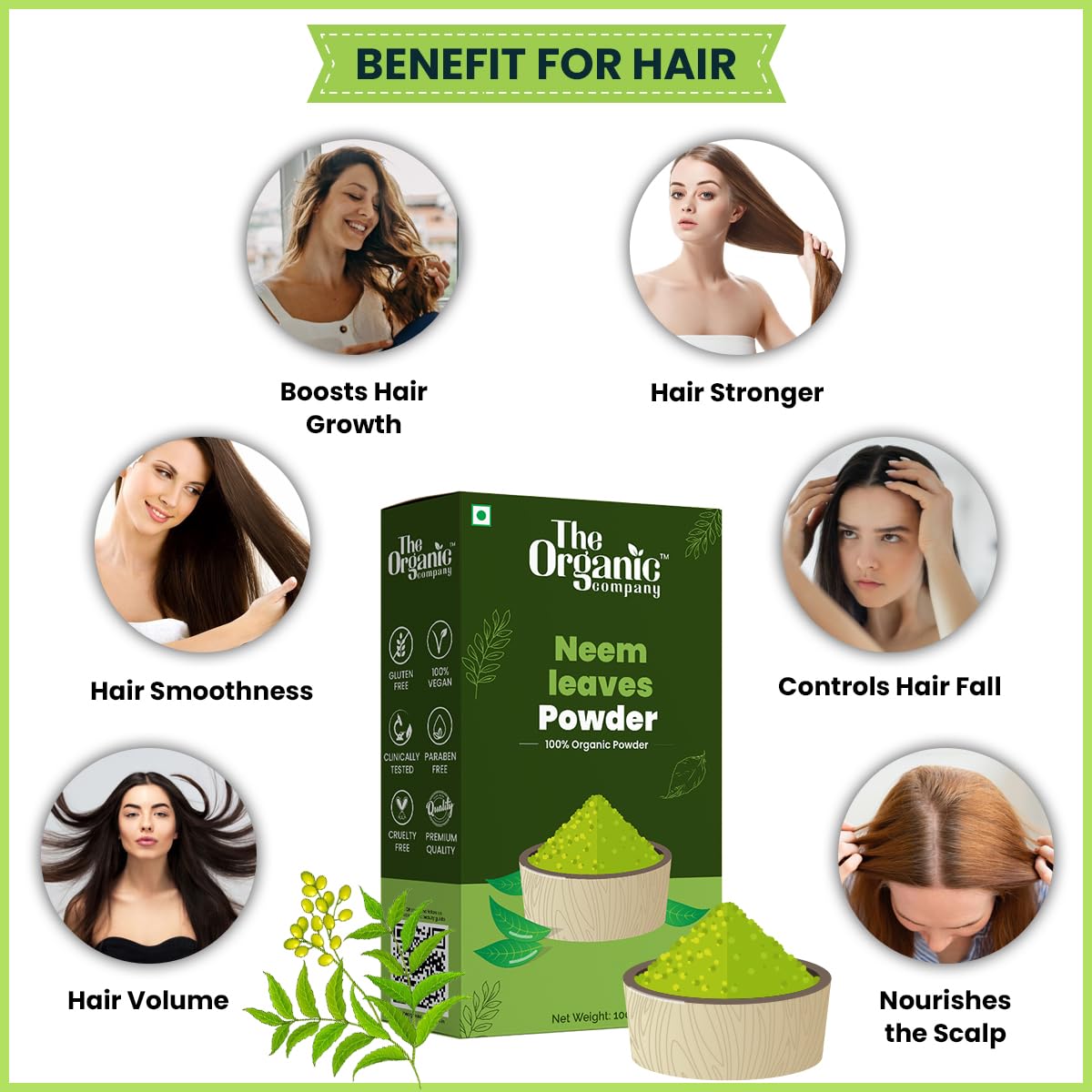 Organic Neem Leaf Powder for Skin Care, Hair Growth & Diabetes | Pure Natural Food Grade Powder for Face Packs, Juices & Herbal Remedies | Supports Healthy Skin, Hair & Blood Sugar Levels