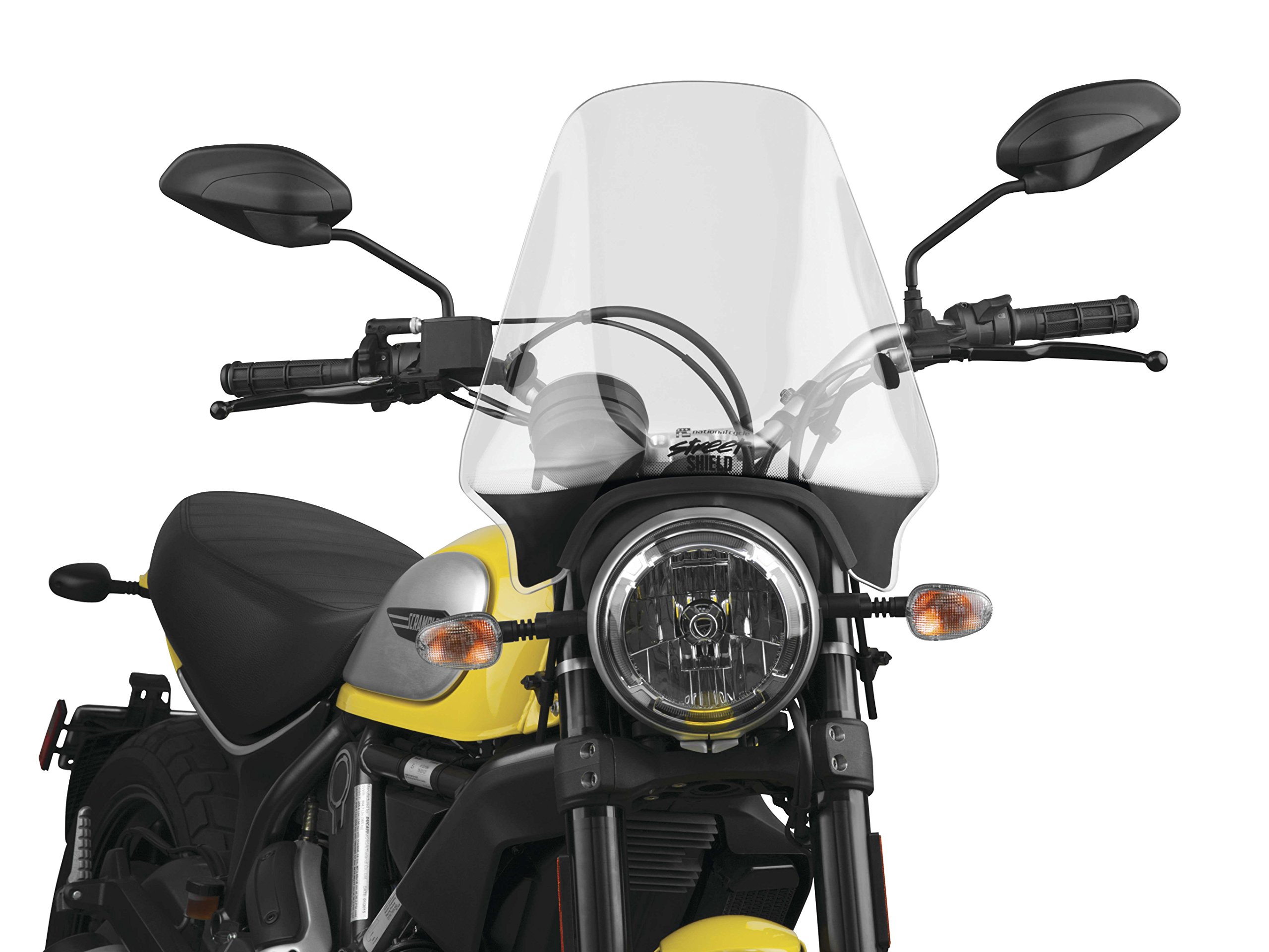National Cycle U-Clamp Clear Street Shield N25000 - Universal Windshield for Motorcycles - Perfect for Commuting & Highway Riding
