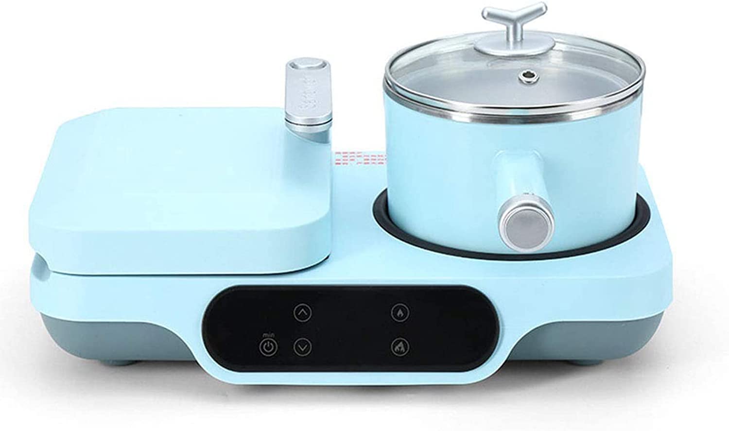 4-in-1 Breakfast Maker with Adjustable Toaster & Non-Stick Griddle - Perfect for Bacon, Eggs, Sausage & Pancakes | Quick Morning Meal Solution for Busy Families (Blue)