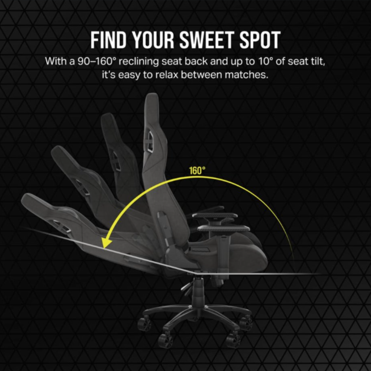 CORSAIR T3 RUSH Gaming Chair - Ergonomic Esports Chair with Adjustable Lumbar Support & Headrest - Perfect for PC Gamers & Streamers