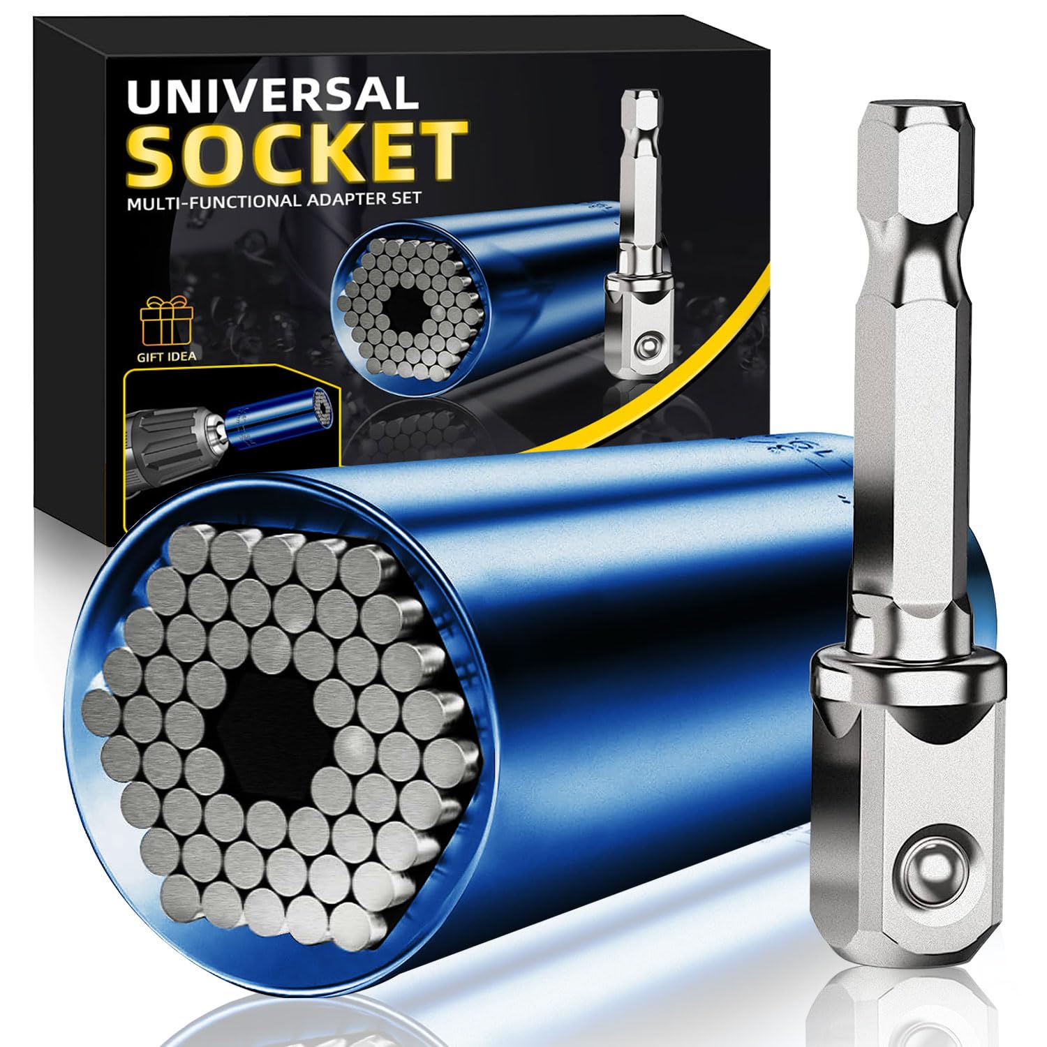 Universal Socket Wrench Set with Power Drill Adapter - 12-in-1 Multi-Tool for DIY, Auto Repair & Home Improvement - Perfect Gift for Men, Husband, Dad, Boyfriend (Father's Day, Birthday) - Blue - Ideal for Mechanics, Handymen & DIY Enthusiasts