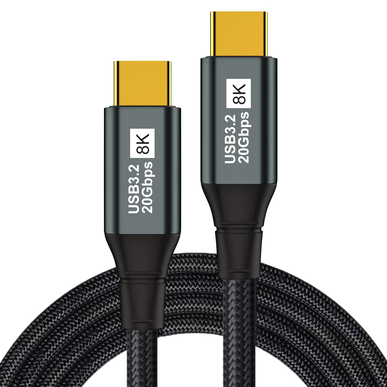 USB C to USB C Monitor Cable 6.6FT - 8K@60Hz 4K@120Hz Video, 100W PD Fast Charging, USB 3.1 Gen 2 20Gbps Data Transfer - Type C Display Cable for MacBook Pro, iPad Pro, iPhone 15/16, Samsung Galaxy - Perfect for Home Office, Gaming & 4K/8K Video Streaming