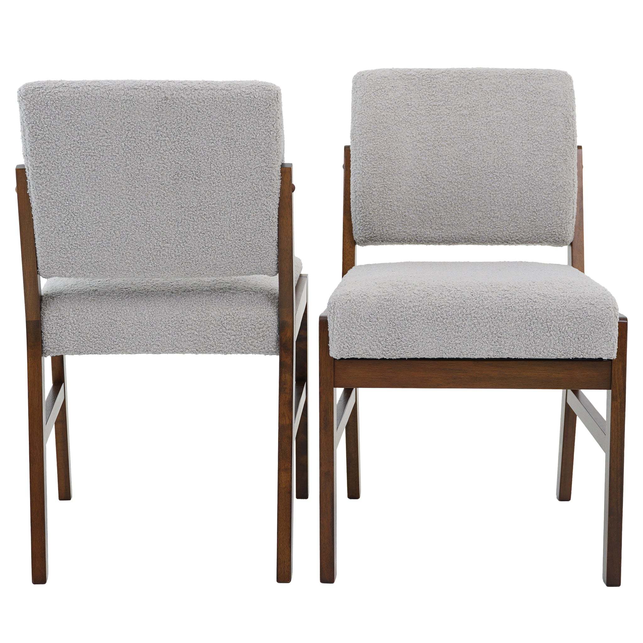 Caldwell Dining Chairs Set of 2 - Light Grey Boucle Upholstered Modern Kitchen Chairs for Dining Room, Breakfast Nook & Small Spaces