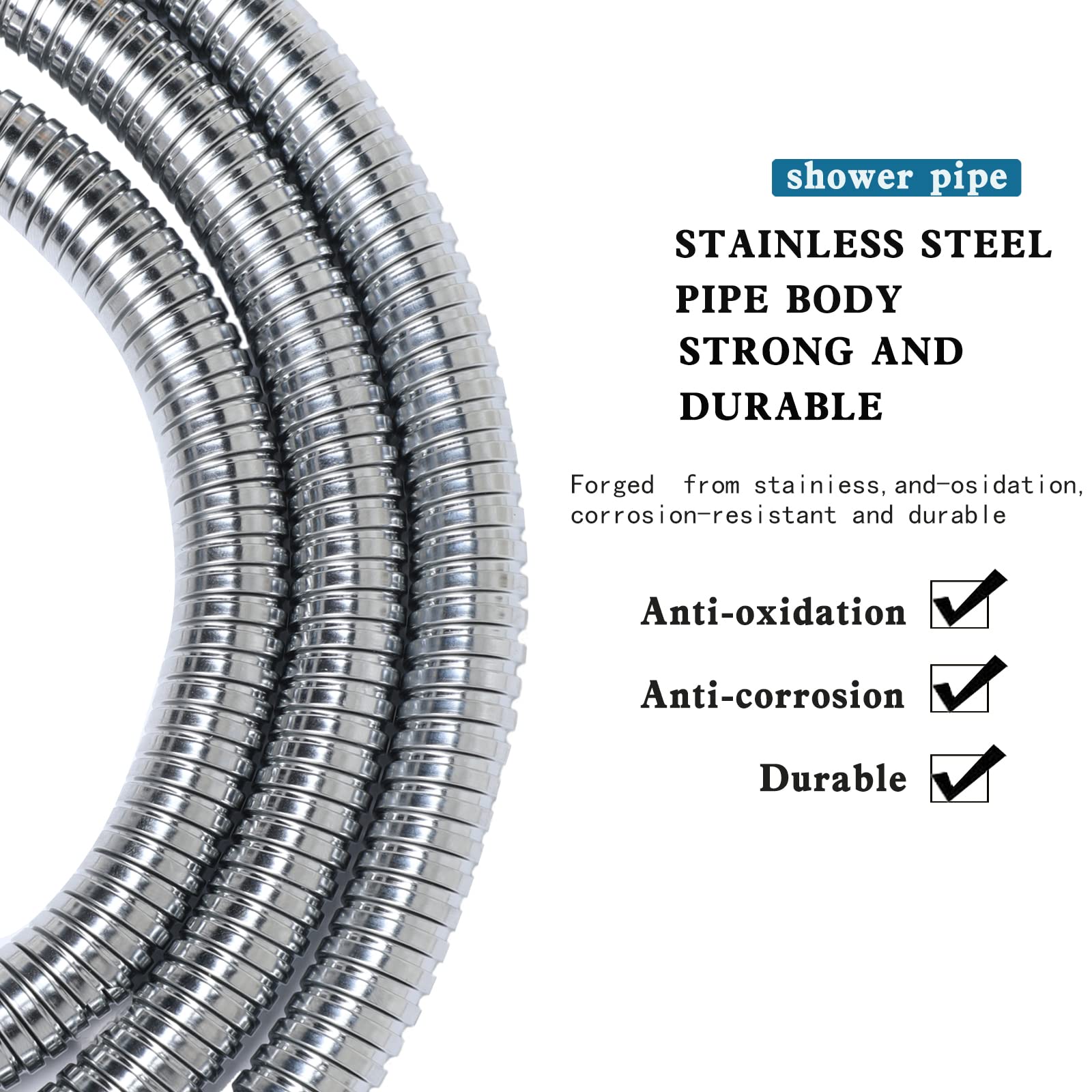 Premium Stainless Steel Shower Hose 1m - Universal G1/2 Inch with Twist Protection for Bathroom & Spa