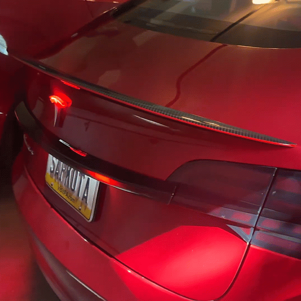EVBASE Real Carbon Fiber Spoiler Wing for Tesla Model 3 & Y - High Performance, Weatherproof, Redline Design - Perfect for Street Racing & Car Enthusiasts