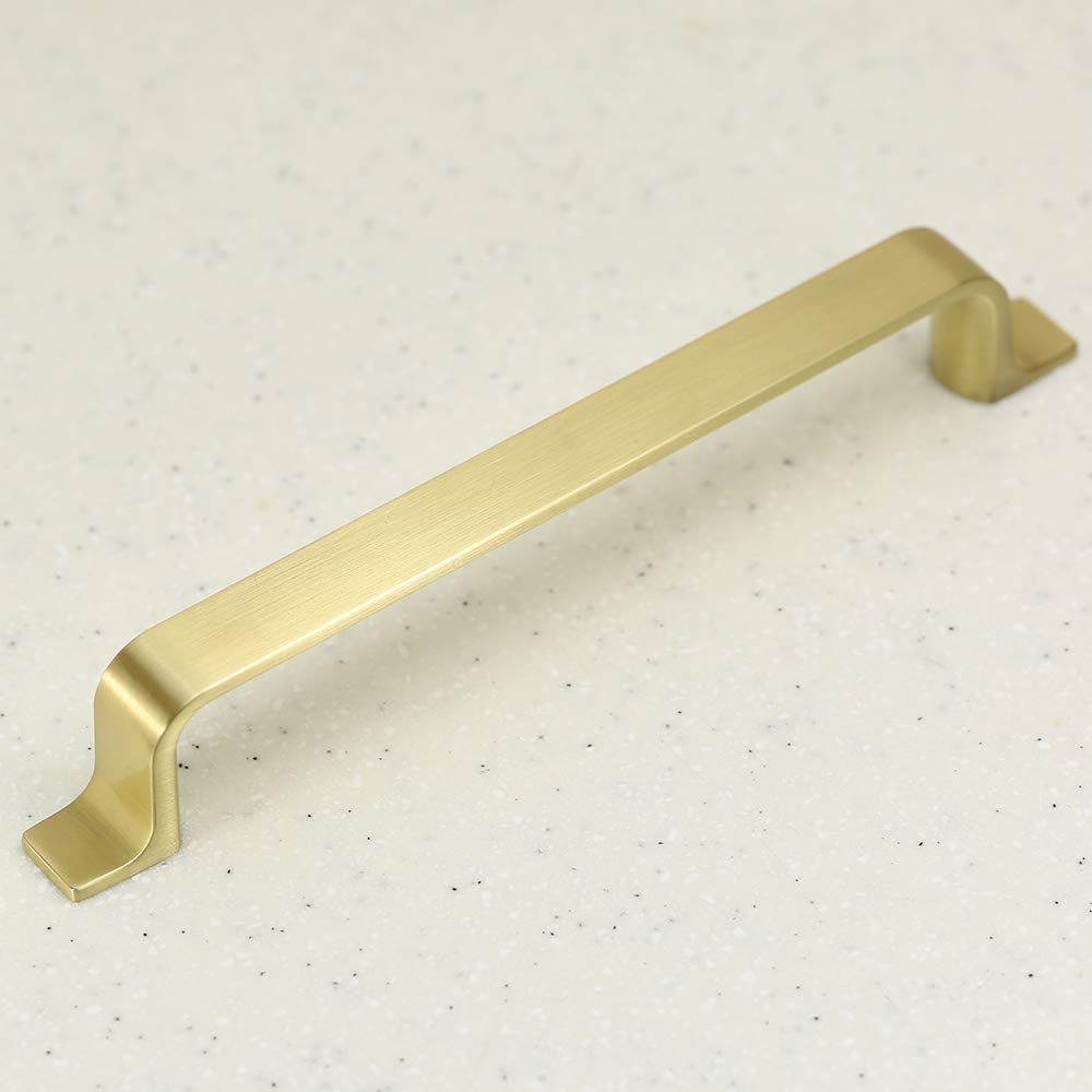 10 Pack Satin Brass Brushed Gold Cabinet Pulls - 6.3