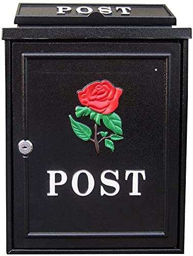 Outdoor Wall Mount Mailbox - Large Capacity Galvanized Steel Rust-Proof Post Box with Lock | Weatherproof Black Drop Mailbox for Home, Office & Apartment Use