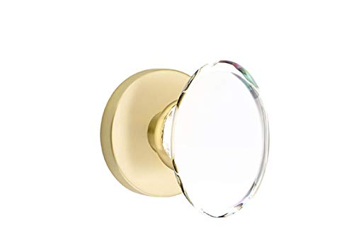 Emtek Passage Set with Disk Rosette - Satin Brass Hampton Knob for Interior Doors | Perfect for Bedrooms, Bathrooms & Closets