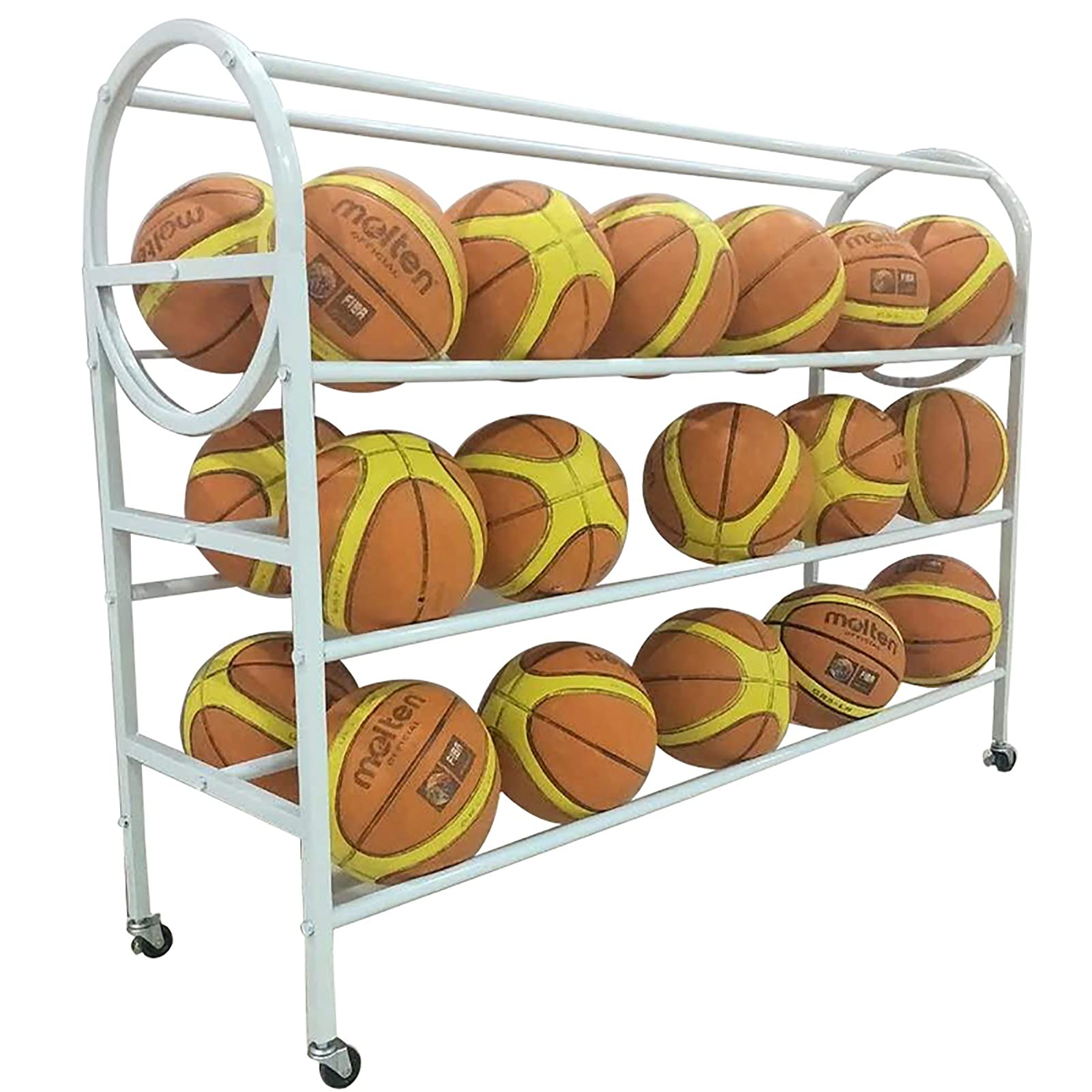 35-Ball Basketball Storage Rack with Wheels - Heavy Duty Iron Ball Display Stand & Cart for Garage, Gym, or Sports Facility Organization