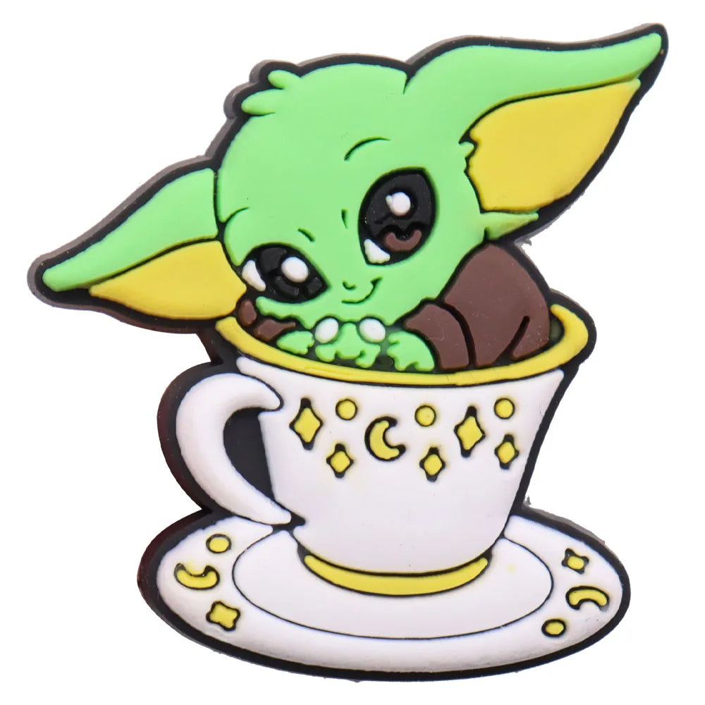 22Pcs Baby Yoda Shoe Charms - Cute Green Alien PVC Sandal Accessories for Boys & Girls - Perfect for Garden Parties, Cosplay & Gifts