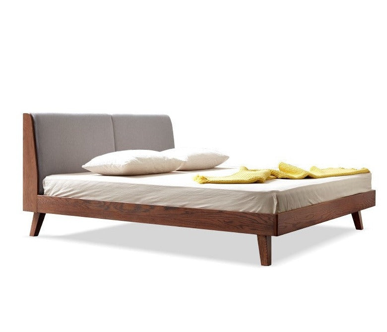 Solid Oak Wood Soft Bed Frame - Queen Size, Natural Wood Finish - Perfect for Master Bedrooms, Guest Rooms & Cozy Home Decor