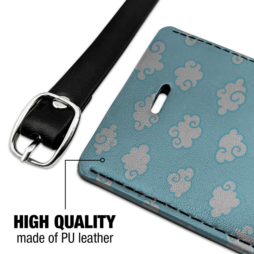 Stylish Rectangle Leather Luggage Tag with Cloud Pattern - Durable Suitcase ID Card Holder for Travel Bags | Perfect for Carry-Ons, Checked Luggage & Backpack Identification