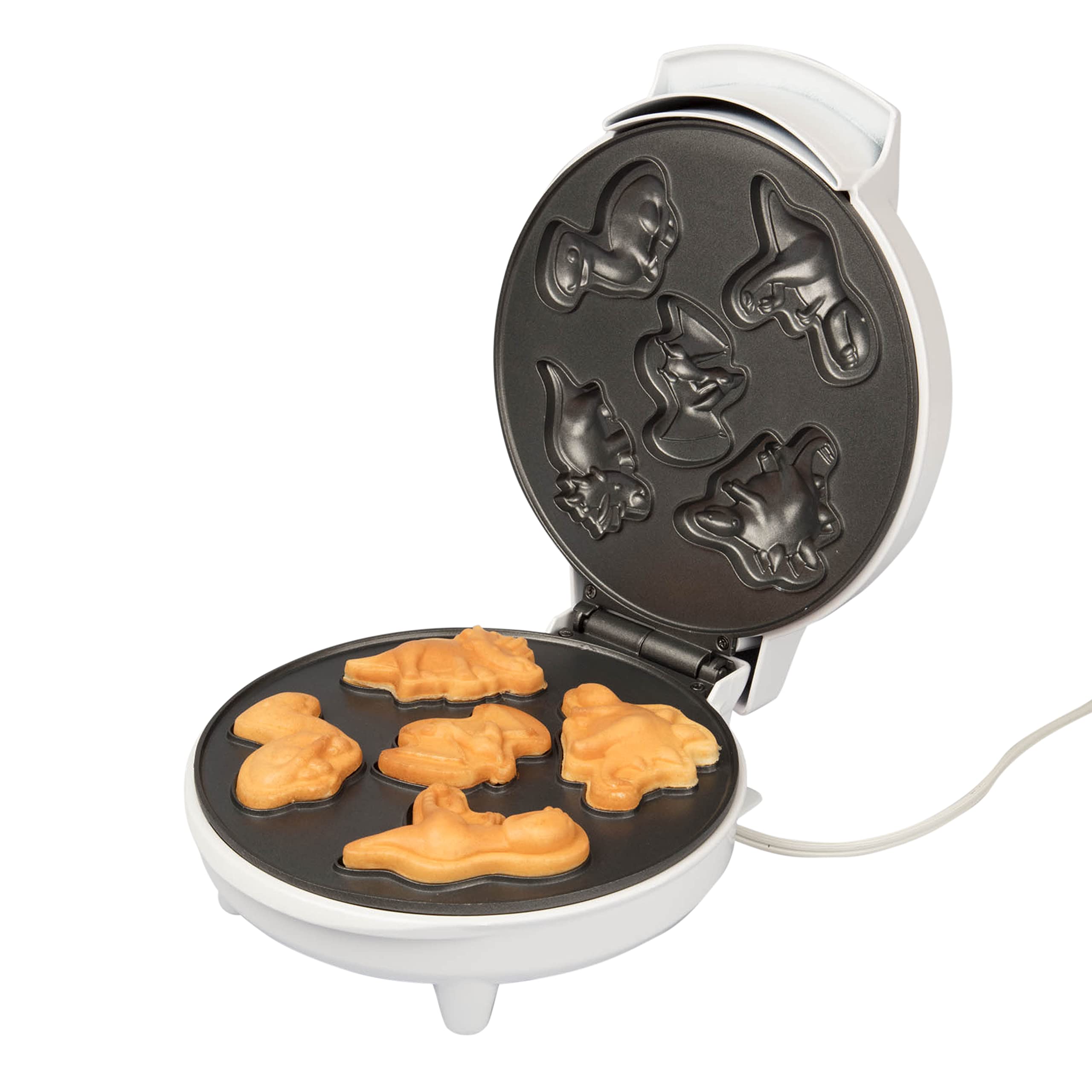 Dinosaur Mini Waffle Maker - 5 Unique 3D Dinosaur Shapes - Fast & Easy Electric Non-Stick Waffle Iron for Kids & Adults - Perfect for Easter Breakfast, Birthday Parties & Fun Family Desserts - Includes Recipe Book & Gift Box