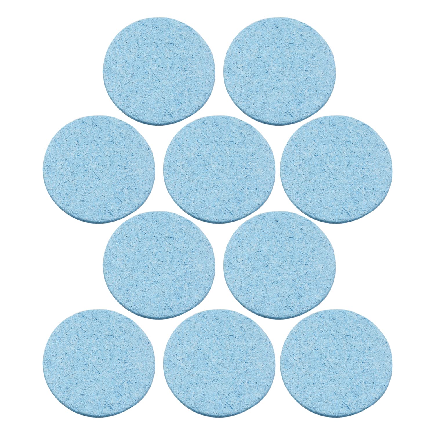Bettomshin 10Pcs Blue Round Soldering Sponge 55mmx55mmx11mm - High Heat Resistant Cleaning Pads for Soldering Iron Tips, Welding Tools Maintenance - Perfect for Electronics Repair, DIY Projects & Circuit Board Soldering
