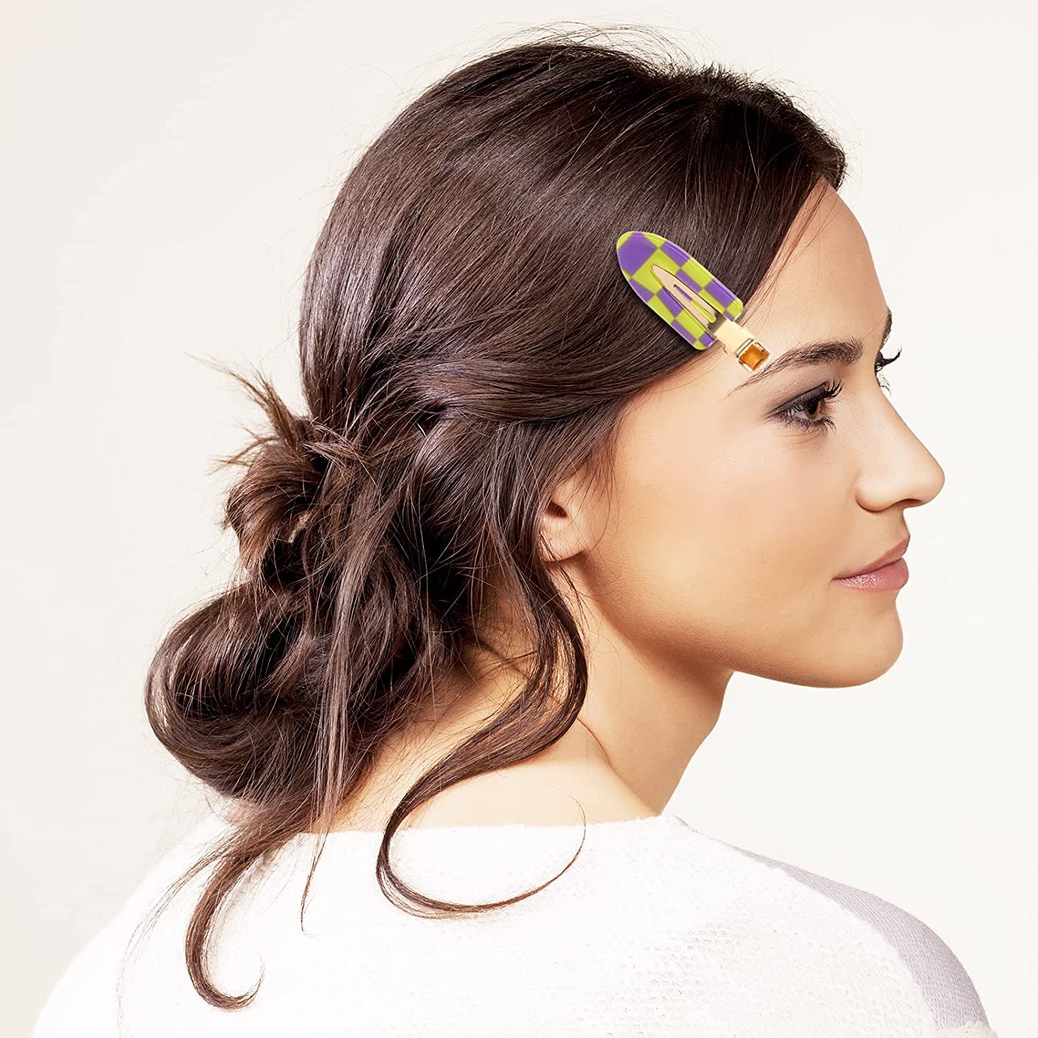 6Pcs No Bend Hair Clips - Checkerboard Style Hair Barrettes for Women & Girls - Colorful Crease-Free Salon Hairpins for Hairstyling & Makeup Application (6 Designs) - Perfect for Daily Use, Salon Styling & Party Hairstyles