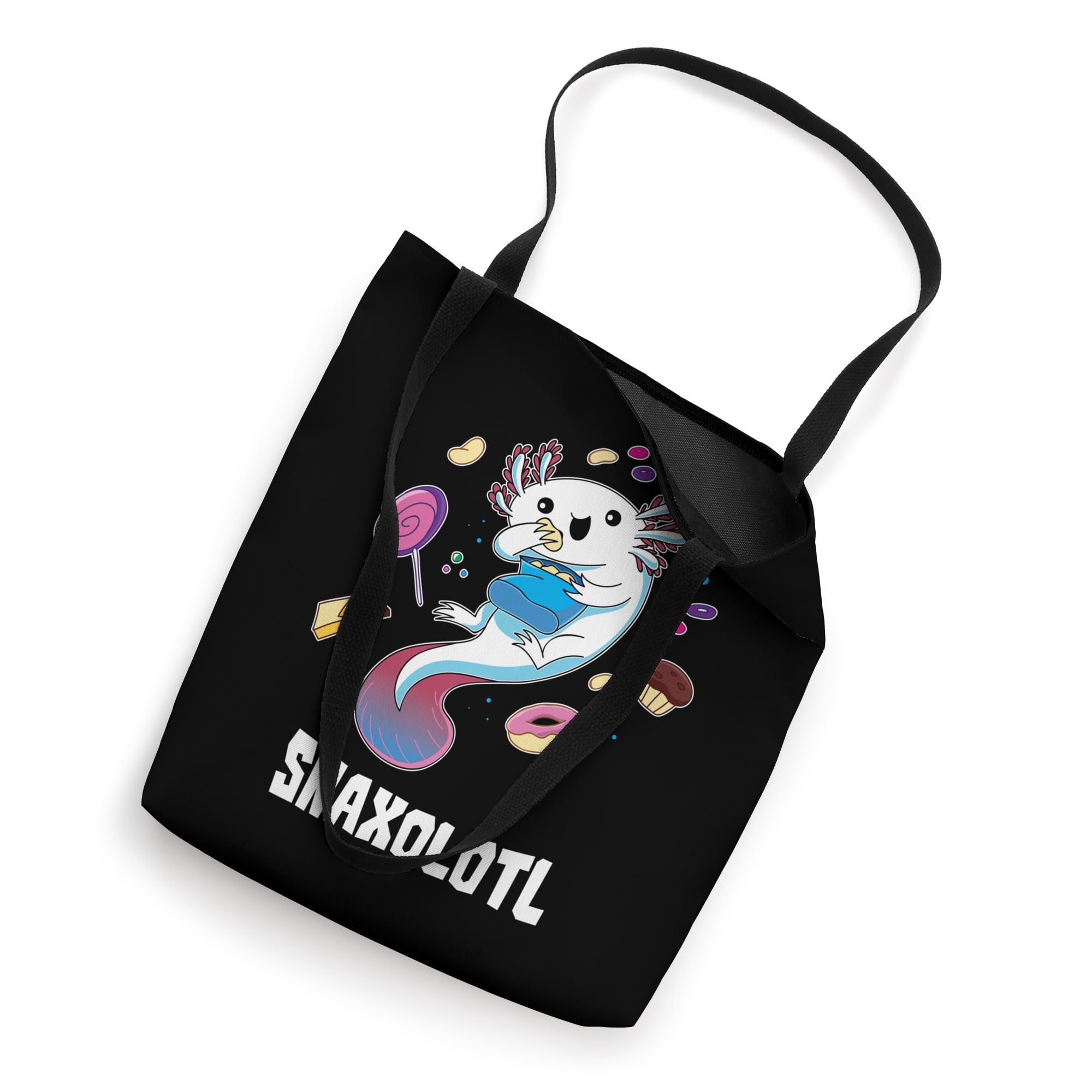 Snaxolotl Kawaii Axolotl Cute Amphibian Candy Snacks Tote Bag - Perfect for School, Shopping & Beach Outings