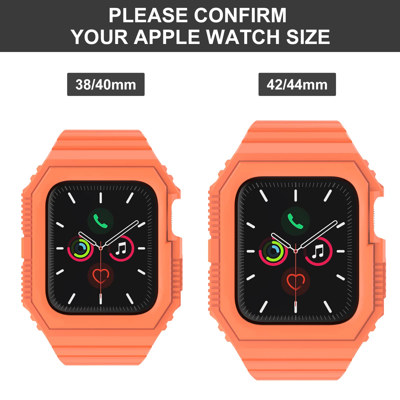 Premium Apple Watch Bands Compatible with 38mm 40mm 42mm 44mm - Durable TPU Sport Strap with Rugged Bumper Case for Series 7/6/5/4/SE/3/2/1 - Perfect for Workouts, Running & Outdoor Activities (Men & Women)