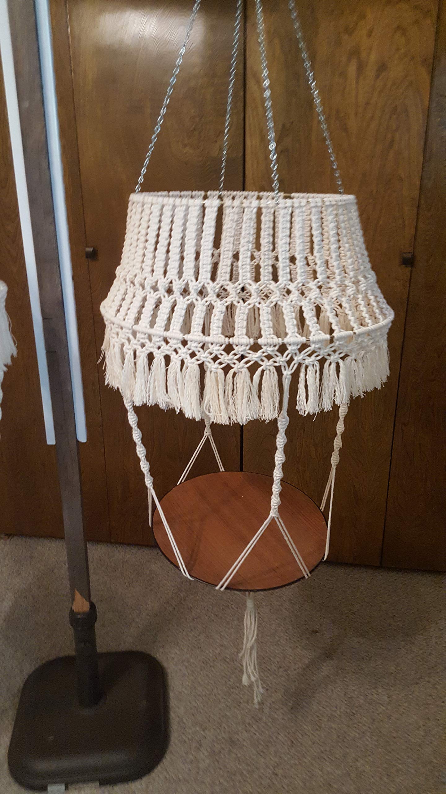 Off-White Macrame Plant Hanger for Indoor & Outdoor Use - Boho Wall Decor, Tabletop or Ceiling Hanging Planter for Home, Garden, Balcony & Patio