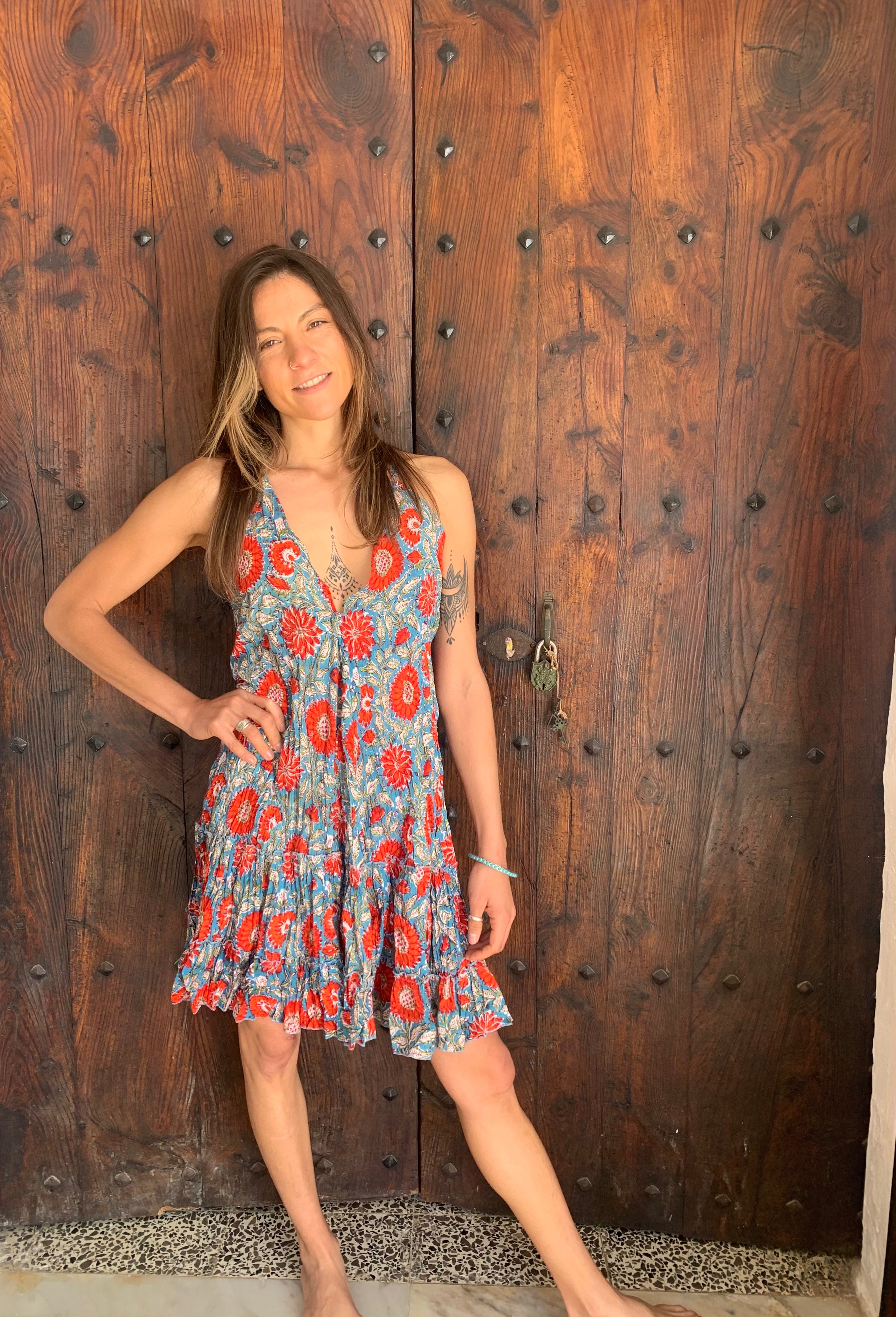 Sexy Pink Ikat Summer Dress for Women - Flowy Beach Cover Up & Vacation Outfit - Perfect for Pool Parties, Tropical Getaways & Summer Travel