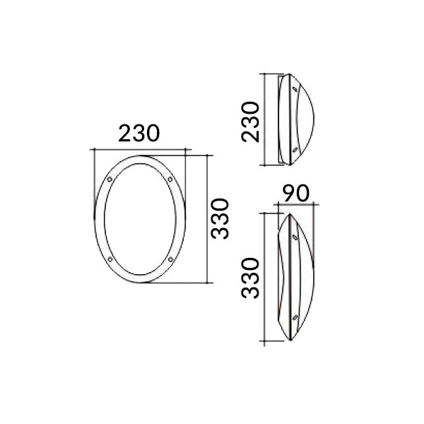 12W Oval Black Bulkhead Wall Light - 4000K Neutral White, IP66 Waterproof, 800LM Brightness, 330mm Diameter - Perfect for Outdoor, Garage, and Patio Lighting