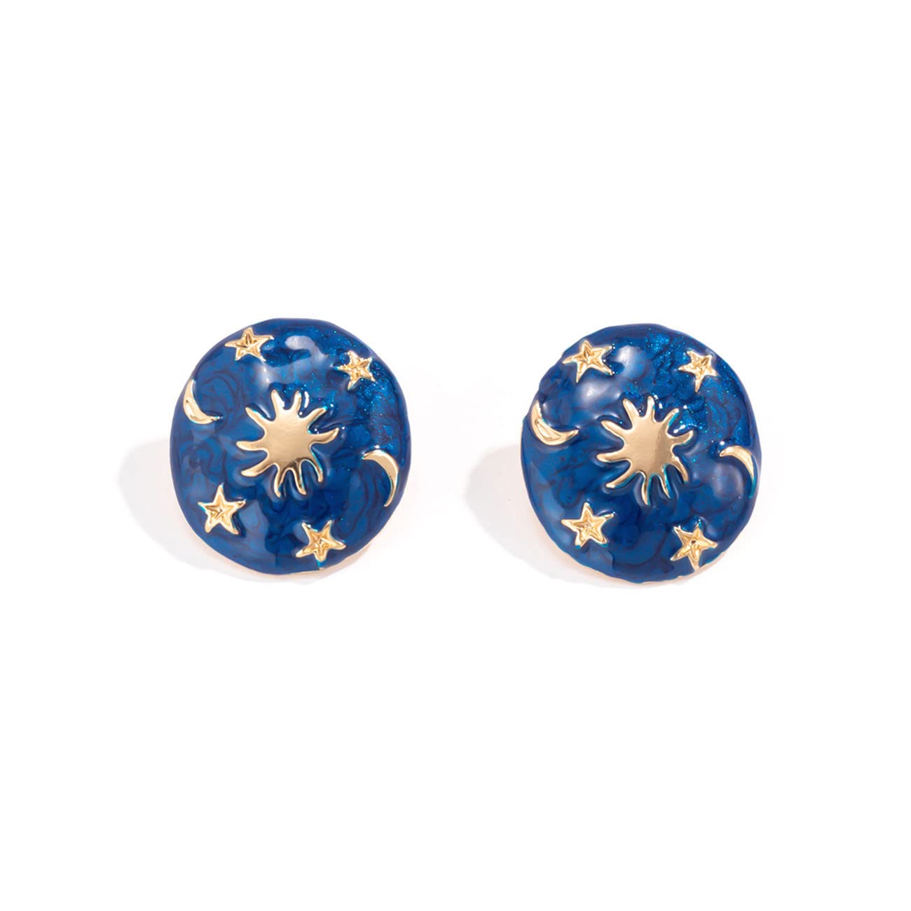SHANGMAOYO Blue Star Stud Earrings for Women & Men - Retro Ethnic Drop Oil Multi-Star Metal Jewelry - Perfect for Parties, Weddings & Boho Fashion
