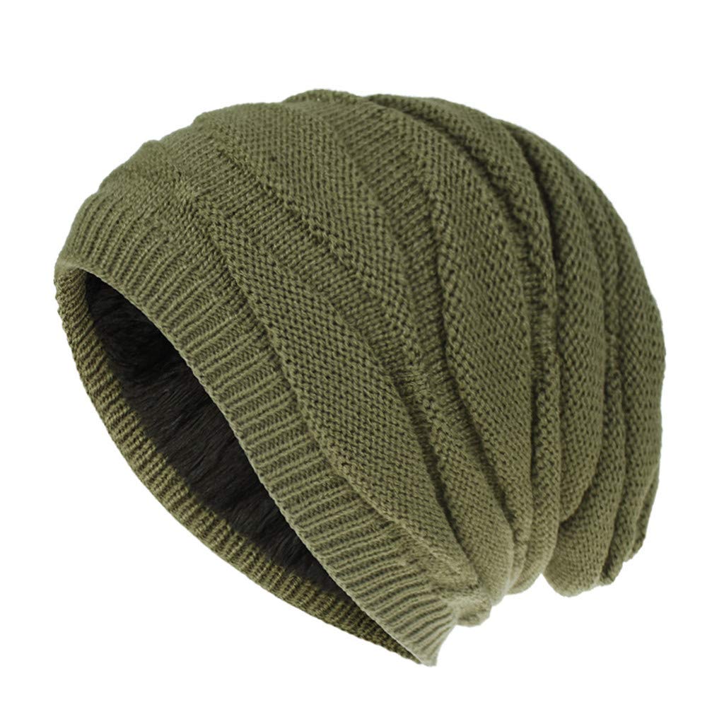 Men's Vintage Knit Trucker Hat - Winter Plush Unisex Warm Beanie for Skiing & Outdoor Activities - Cotton Flat Bill Cap for Casual & Sports Wear