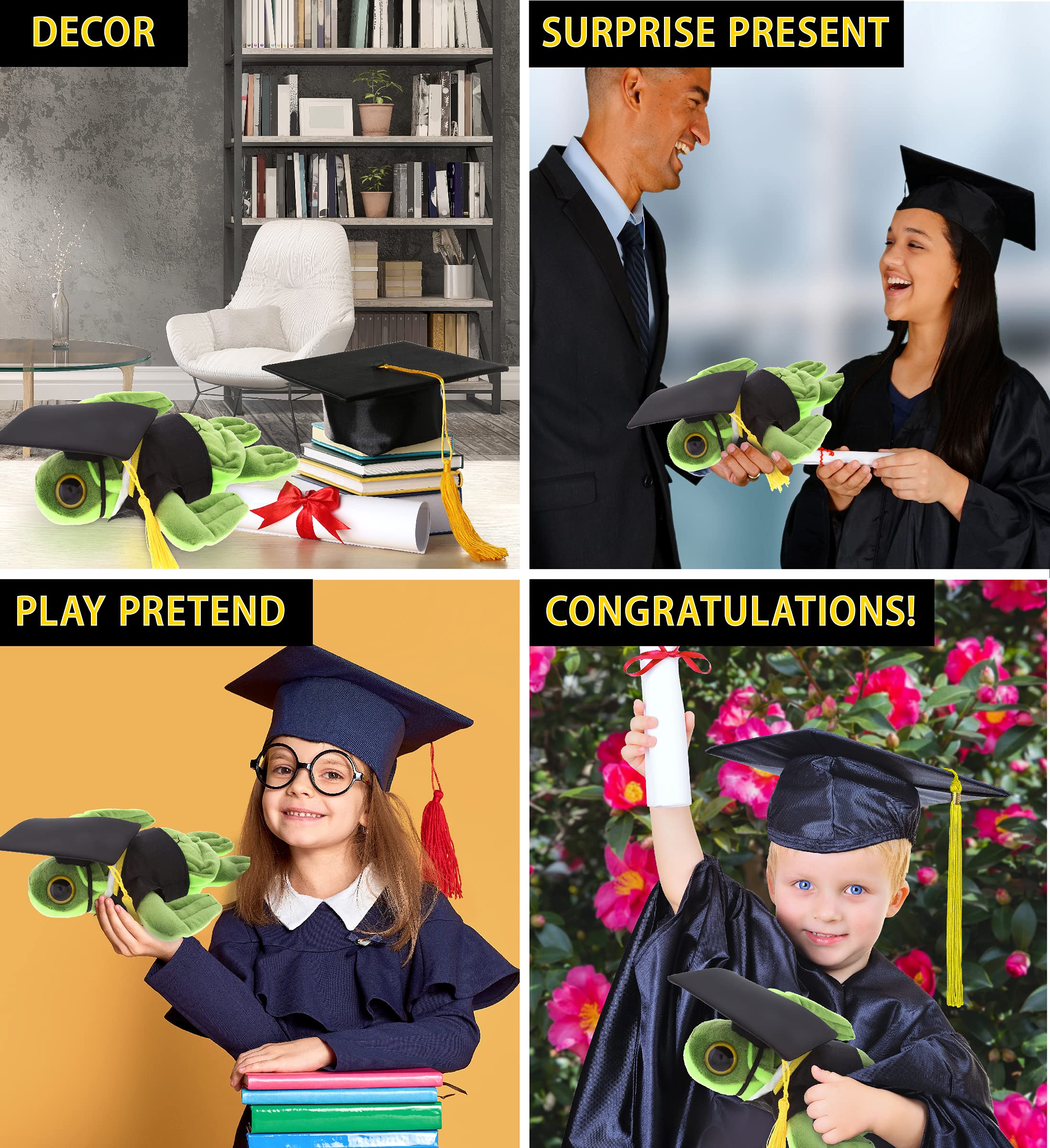 Graduation Plush Stuffed Animal - Big Eyes Sea Turtle with Cap & Gown Outfit - Personalized Graduation Gift for Boys & Girls - 6 Inch Soft Toy - Perfect for Graduation Parties, School Celebrations & Gift Giving