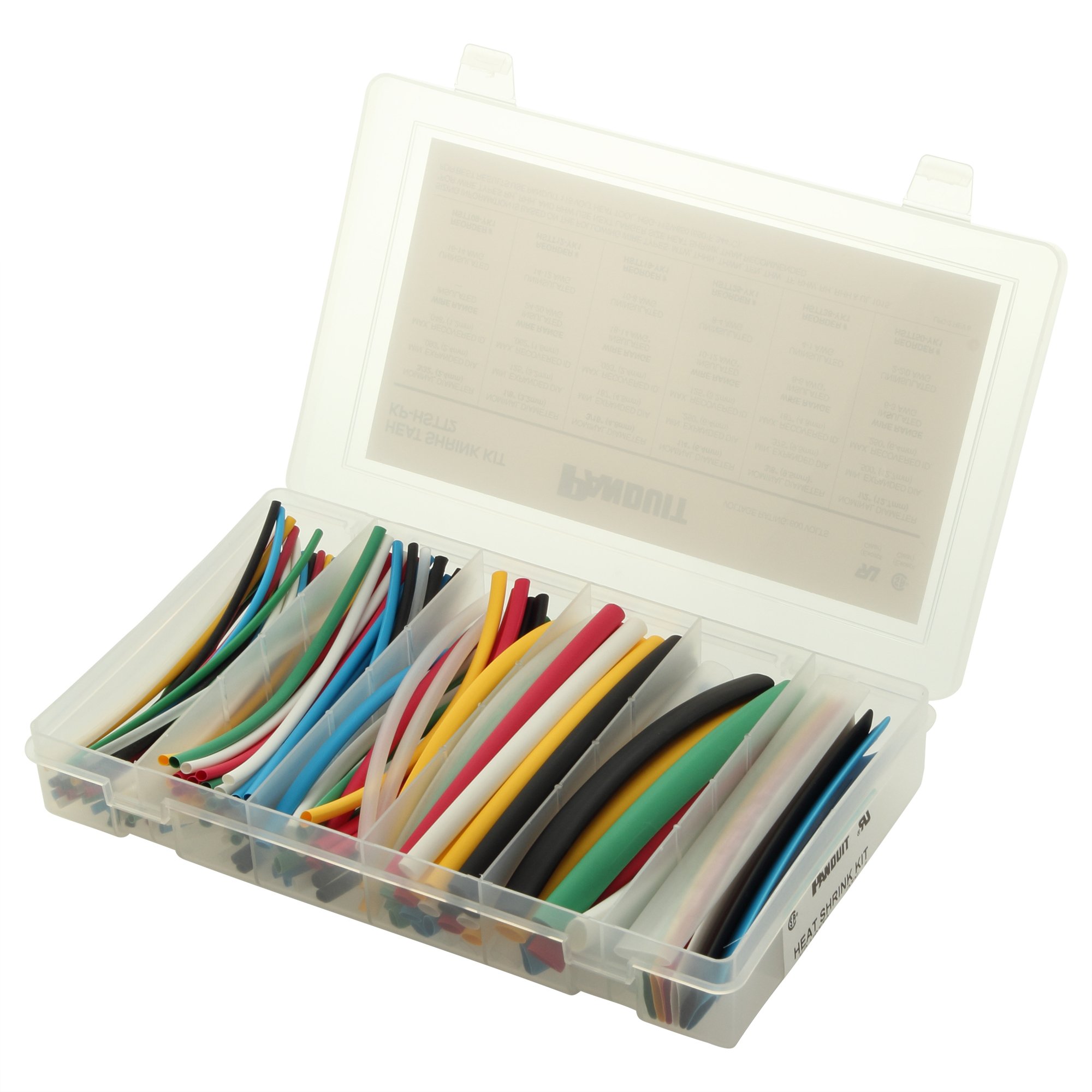 Panduit KP-HSTT2 Cross Linked Polyolefin Heat Shrink Tubing Kit - 10 Colors, Electrical Insulation, Wire Protection for DIY, Automotive & Industrial Use
