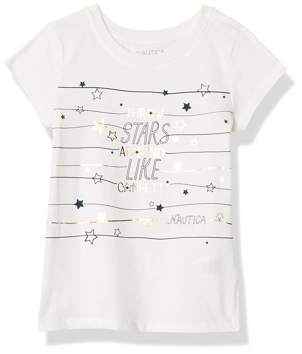 Nautica Girls' Short Sleeve Graphic Tee - Cute Cotton T-Shirt for Toddlers & Kids - Perfect for Playdates, School & Summer Outfits