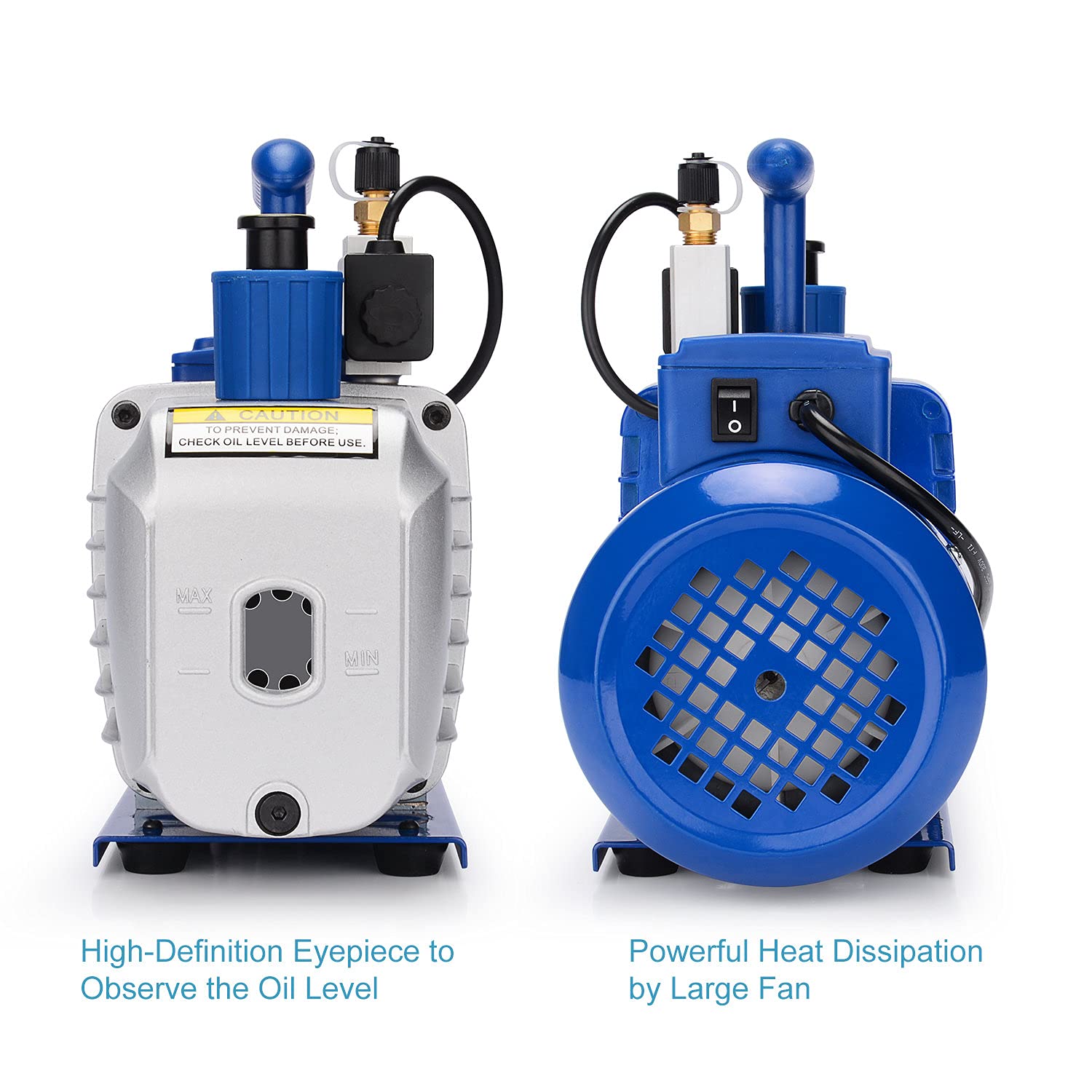 Stonylab 5 CFM 2-Stage Rotary Vane Vacuum Pump with Solenoid Valve - Professional HVAC AC Refrigerant Recovery & Recharging System for Automotive & Home Air Conditioning Repair