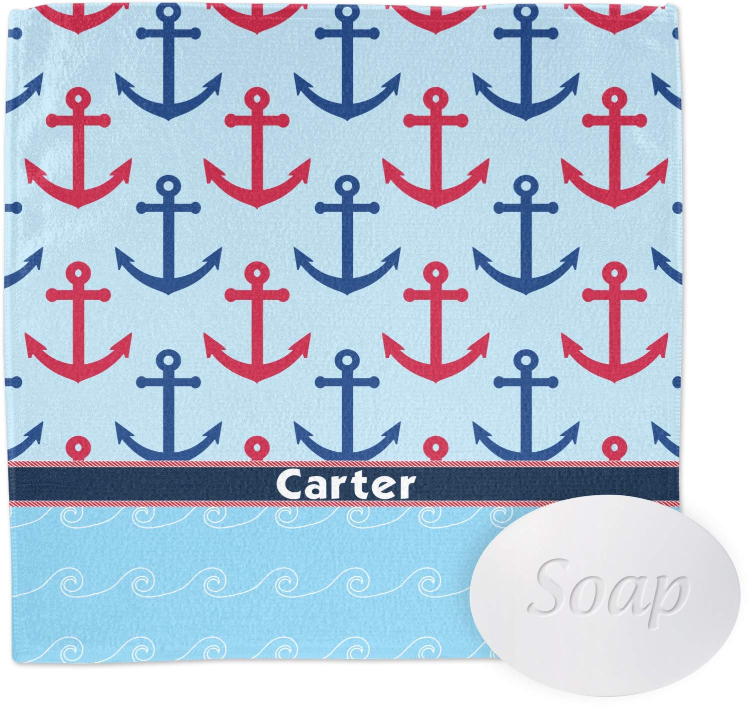 Custom Personalized Anchors & Waves Washcloths - Soft & Absorbent Cotton Bath Towel for Baby, Kids & Adults - Perfect for Bath Time, Spa, Beach & Travel