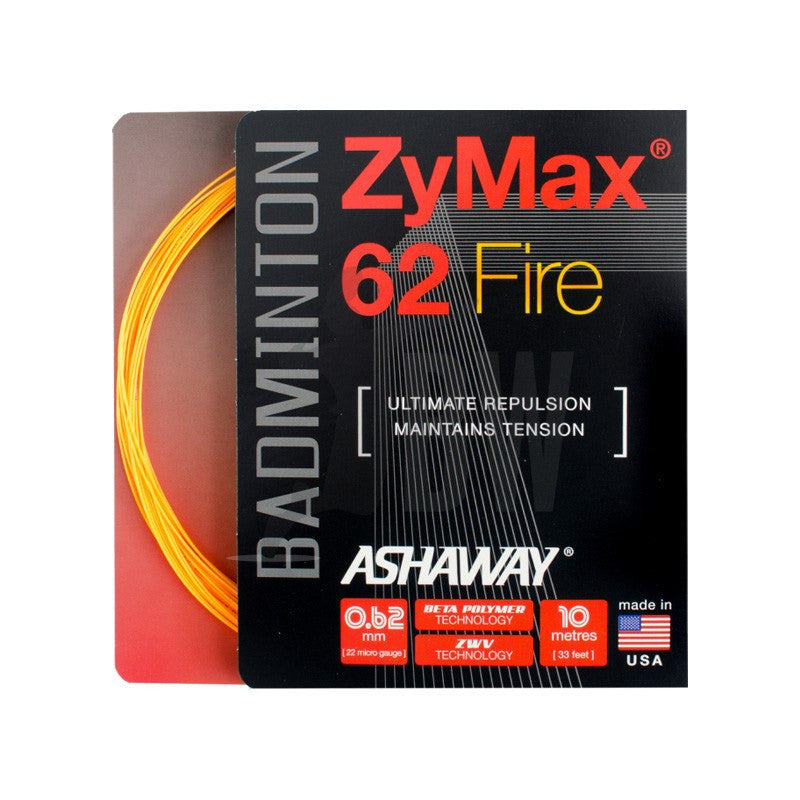 Ashaway ZyMax 62 Fire (0.62mm) High-Performance Badminton String for Professional Players - Perfect for Tournaments & Competitive Play