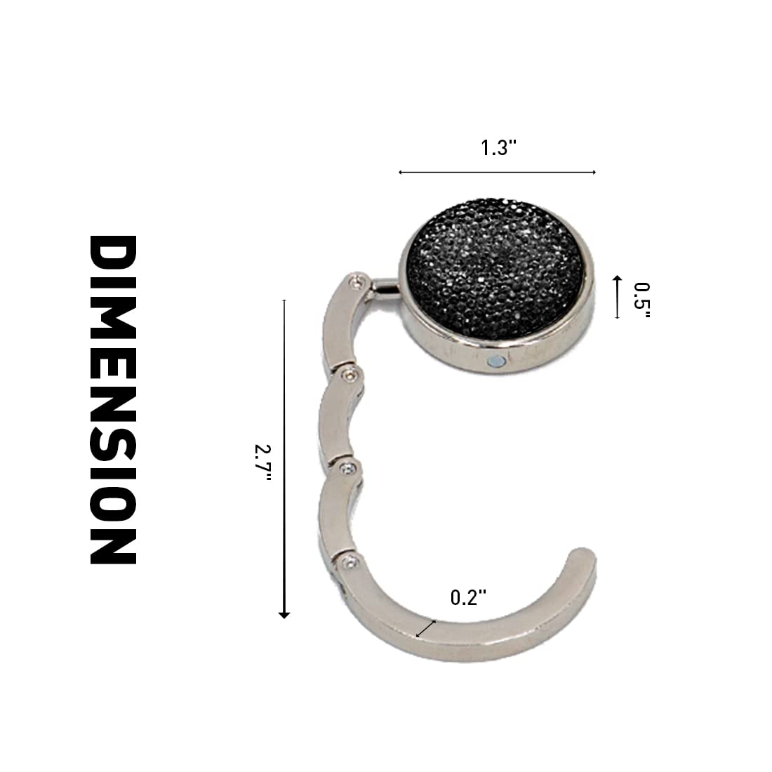 Stylish Rhinestone Foldable Purse Hook - Portable Handbag Hanger for Table & Desk (Black) - Perfect for Restaurants, Travel & Home Organization
