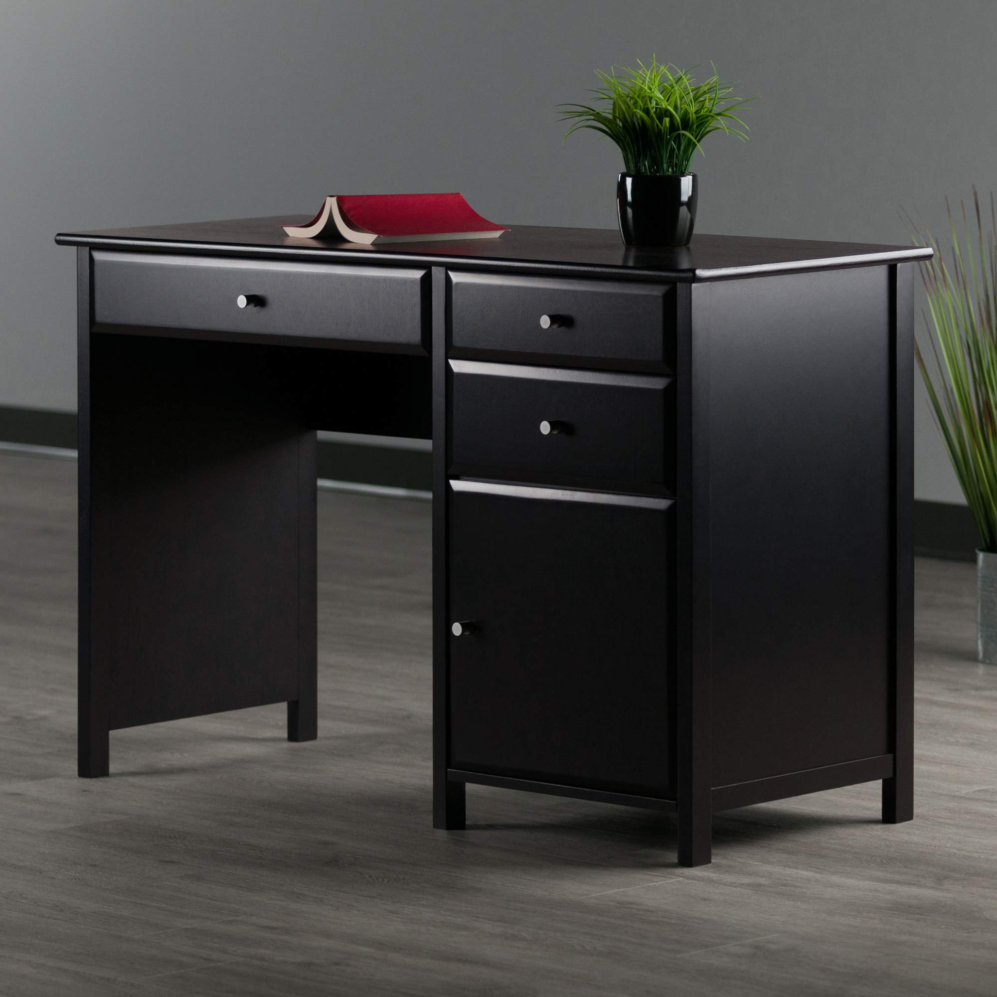 Winsome Delta Home Office Desk, Black - Modern Writing Desk for Small Spaces, Home Office & Study Room