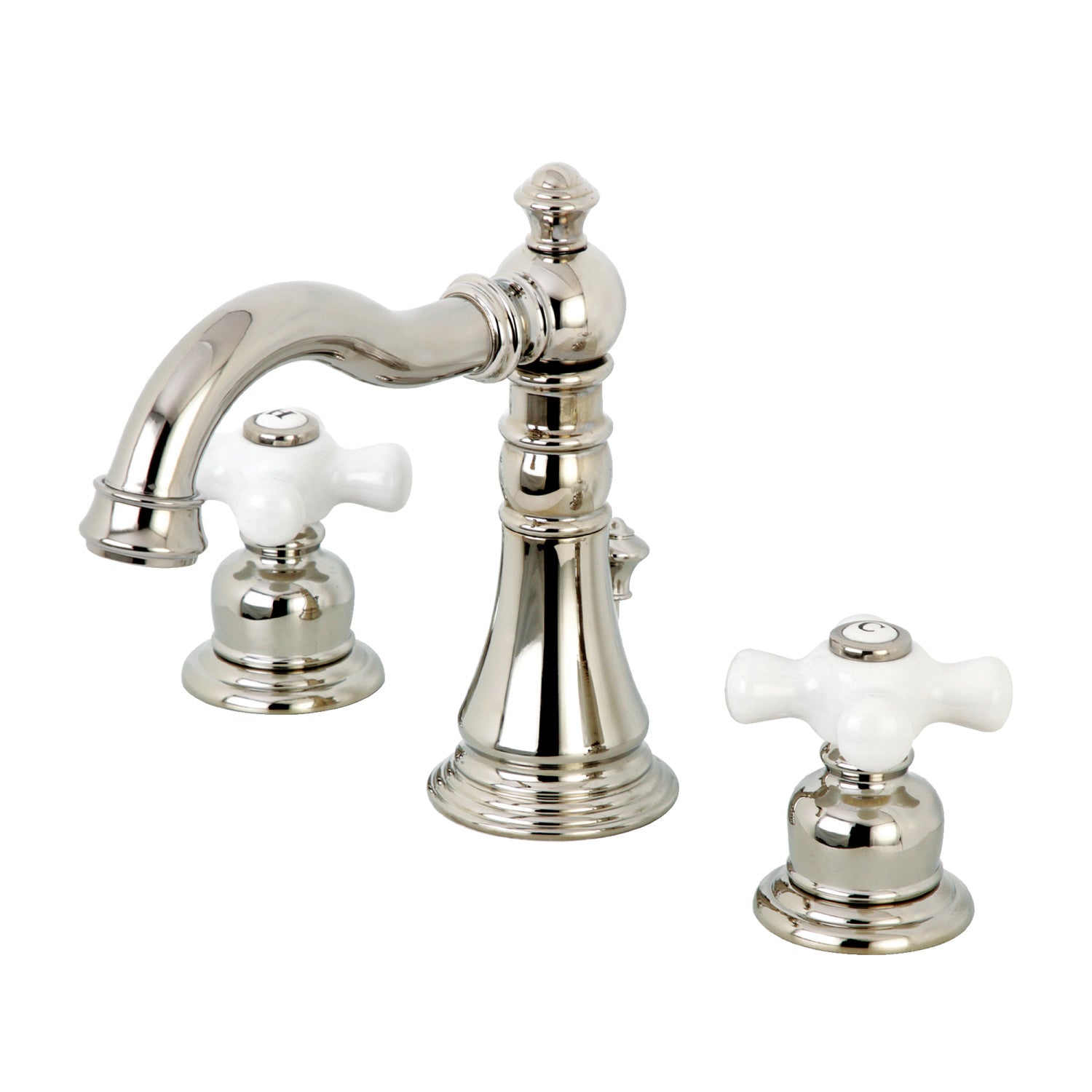 American Classic FSC1979PX 3-Hole Widespread Bathroom Faucet with Brass Pop-Up Drain - Two Handle Deck Mount in Polished Nickel - Perfect for Modern Bathroom Vanities and Sink Upgrades