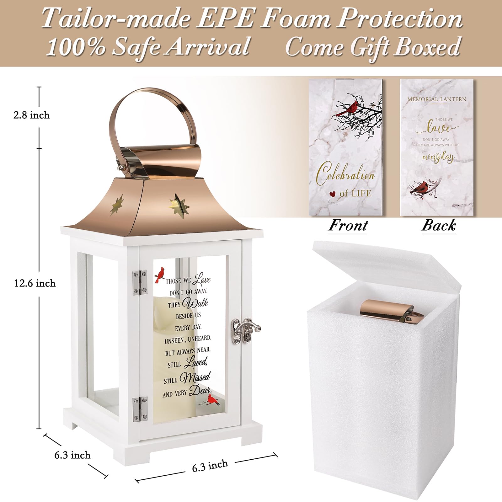 Memorial Lantern - Sympathy Gifts for Loss of Loved Ones, Bereavement & Funeral Keepsake - Celebration of Life Lantern for Mom, Dad, Family - In Memory Candle Holder for Home, Cemetery, or Memorial Services