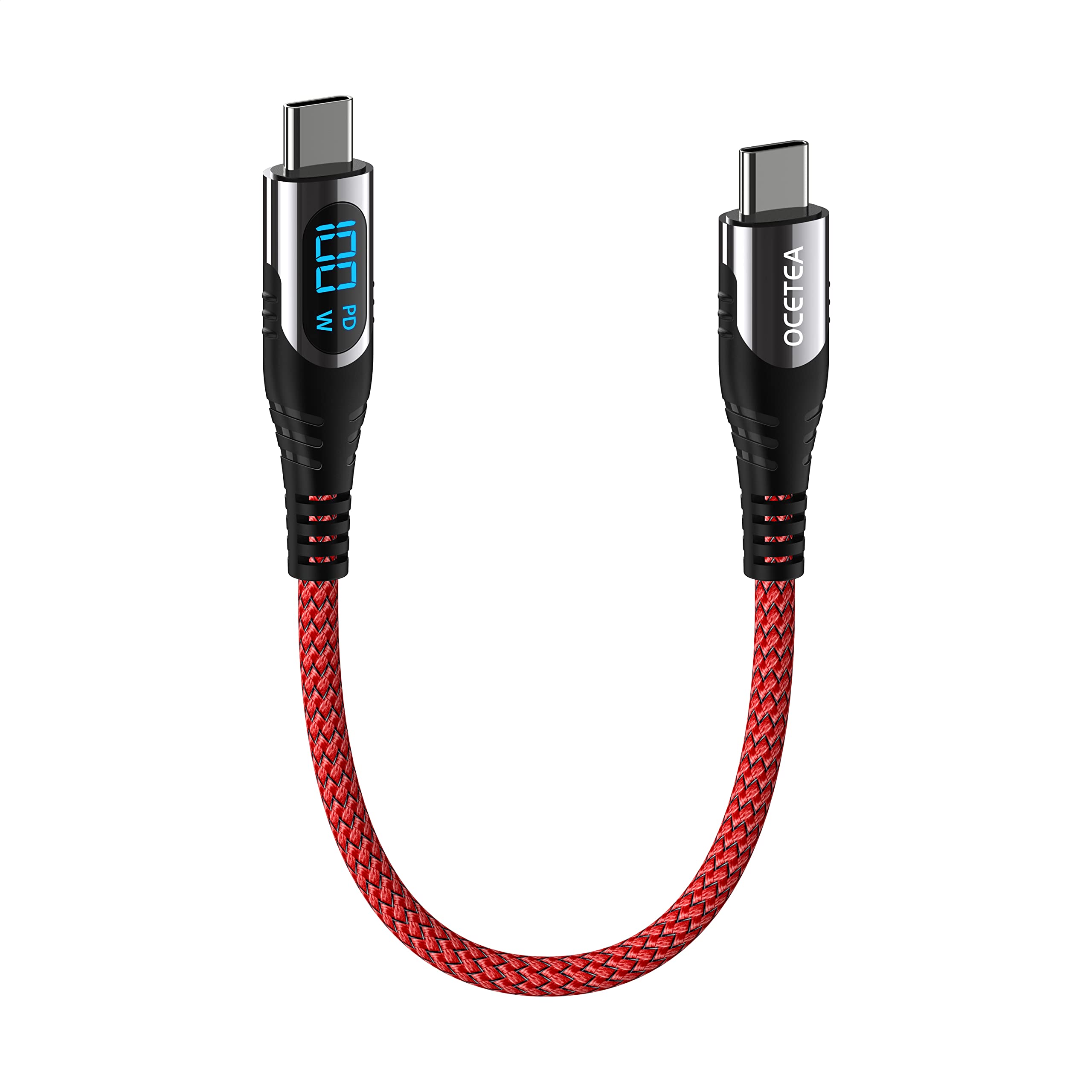 100W USB C to USB C Fast Charging Cable with LED Display - 30CM PD Power Delivery Cable for iPhone 15 Pro Max, Galaxy S24/S23 Ultra, Pixel 7, Huawei Mate 60 Pro, MacBook Pro - Perfect for Travel, Office & Home Charging