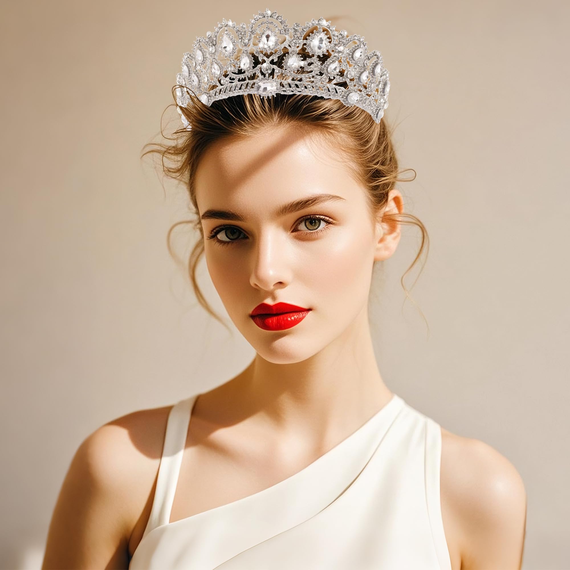 Kamirola Women's Crystal Tiara Crown & Headband with Comb – Elegant Bridal Wedding Accessories, Prom Pageant Party Hairpiece, Gothic Halloween Costume Jewelry – Perfect for Weddings, Balls, Cosplay & Special Events (TR15)