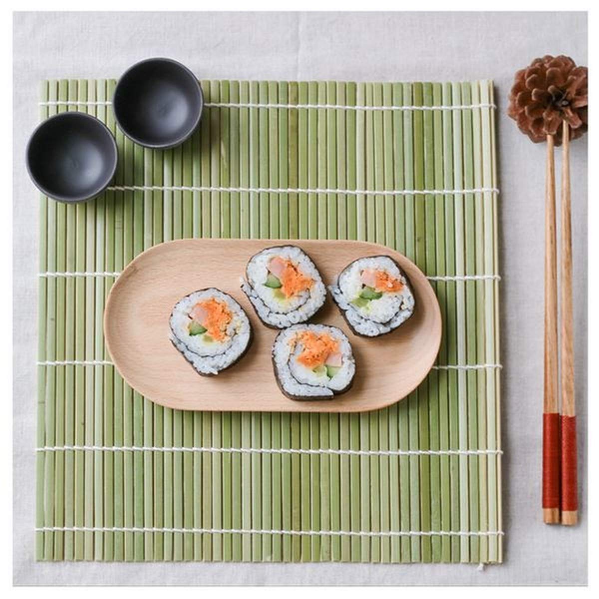 Premium Bamboo Sushi Rolling Mat - 9.5 Inch Square Sushi Maker for Perfect Homemade Sushi Rolls - Ideal for Sushi Parties, Meal Prep & Japanese Cooking at Home