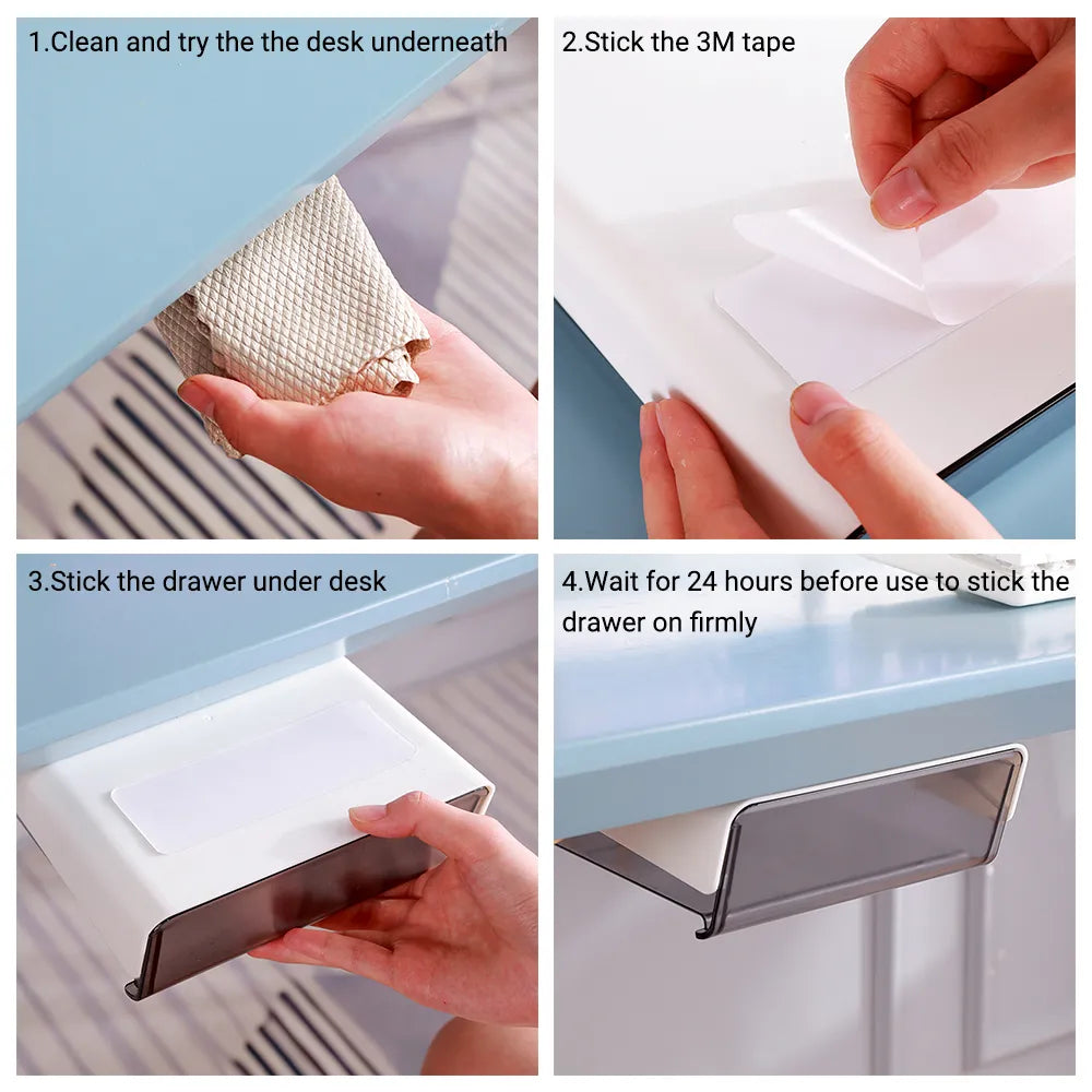 Under Desk Drawer Organizer - Slim Storage Solution for Office, Home & Workspace - Fits Under Computer Desks for Easy Access to Supplies & Accessories