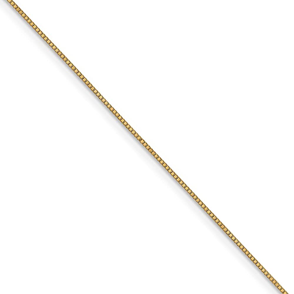 14K Yellow Gold Solid Box Chain Necklace - 0.7mm Durable Black Bow Jewelry for Women | Elegant Gift for Birthday, Anniversary & Special Occasions