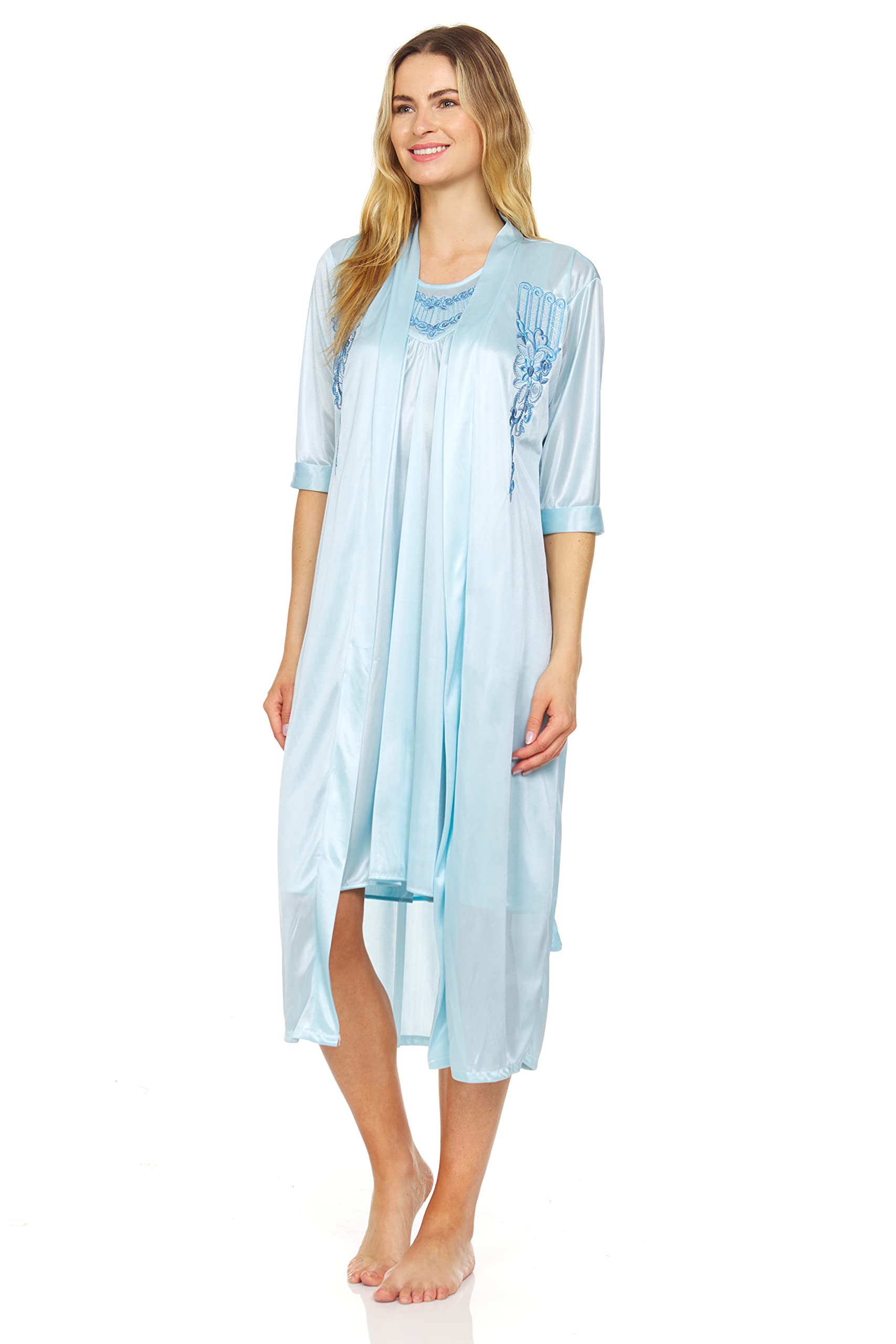 Women's Kimono Robe & Camisole 2-Piece Loungewear Set - Soft Sleepwear for Relaxation at Home, Spa Days & Vacation Getaways