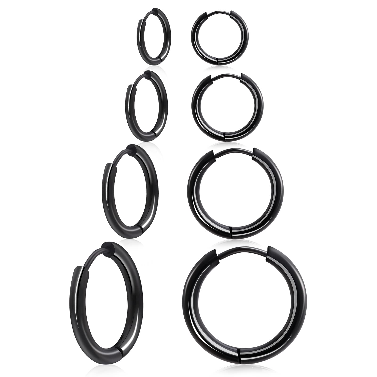 14K Gold Plated Small Huggie Hoop Earrings for Women & Men - 8mm,10mm,12mm,14mm Tiny Cartilage Earrings Set - Stainless Steel Dainty Hoops for Everyday Wear, Gifts & Special Occasions