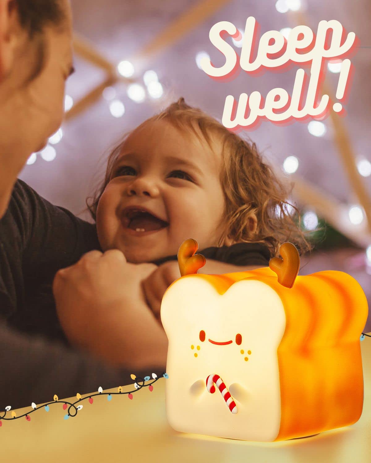 Deer Toast Lamp Bread Night Light - USB Rechargeable Touch Sensor Nightlight with 1 Hour Timer, Cute Christmas Gift for Women & Girls, Portable Silicone Kids Light for Nursery, Bedroom Decor & Cozy Ambiance
