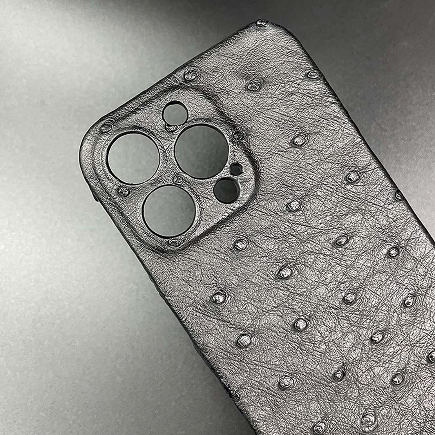 Premium Ostrich Leather Case for Apple iPhone 12 Pro Max - Shockproof, Scratchproof & Breathable Back Cover with Enhanced Camera Protection (Gray) - Perfect for Business Professionals & Luxury Lovers