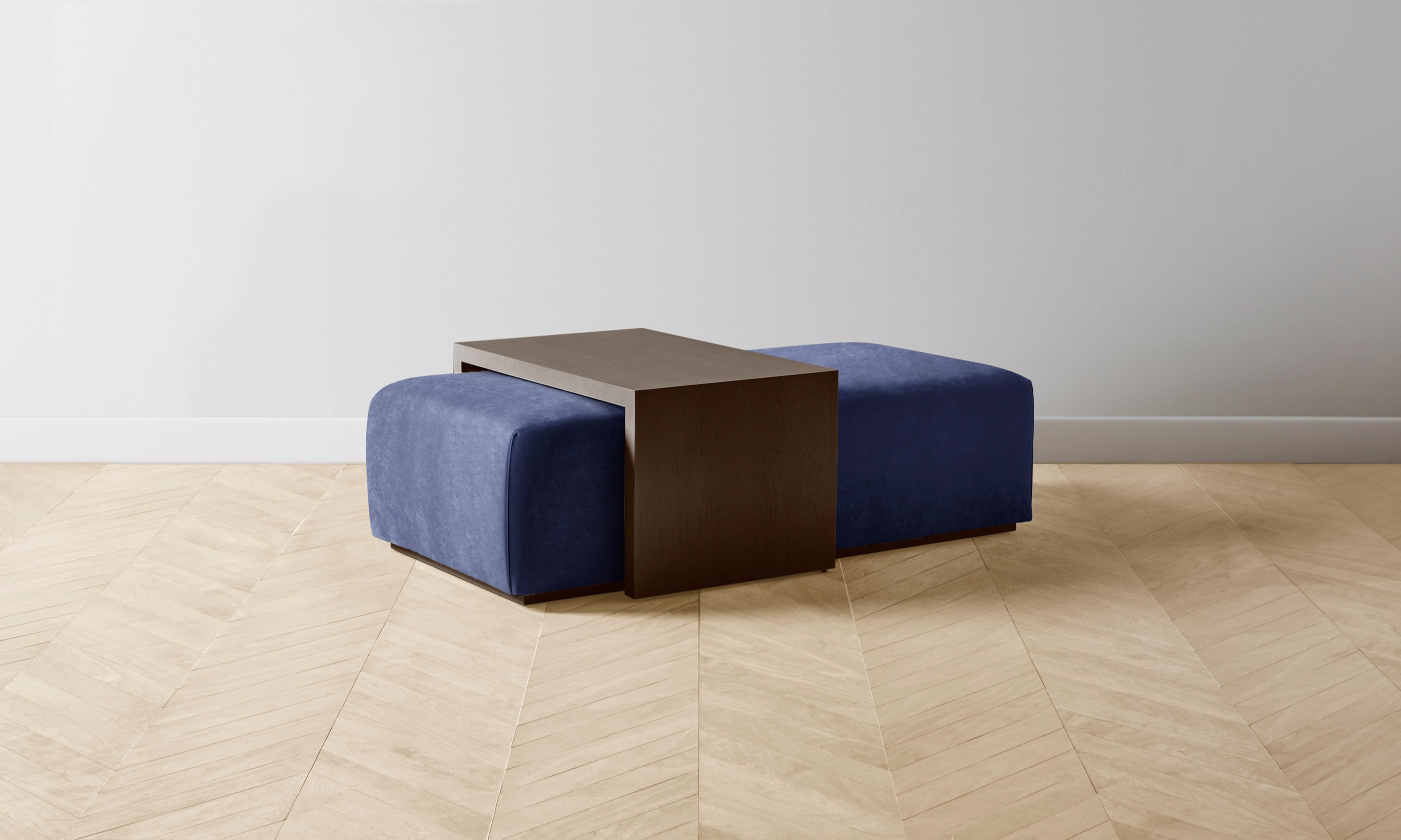 Luxury Velvet Ottoman - The Bowery Ottoman in Midnight Blue for Living Room & Bedroom Decor | Modern Home Furniture for Comfort & Style