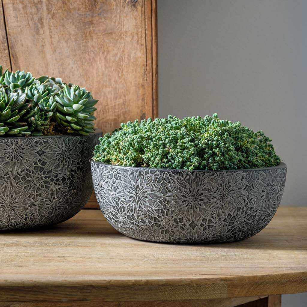 Campania International Chrysanthemum Bowl Set - Coal Black Ceramic Serving Bowl for Soup, Salad, Pasta | Elegant Dining & Home Decor
