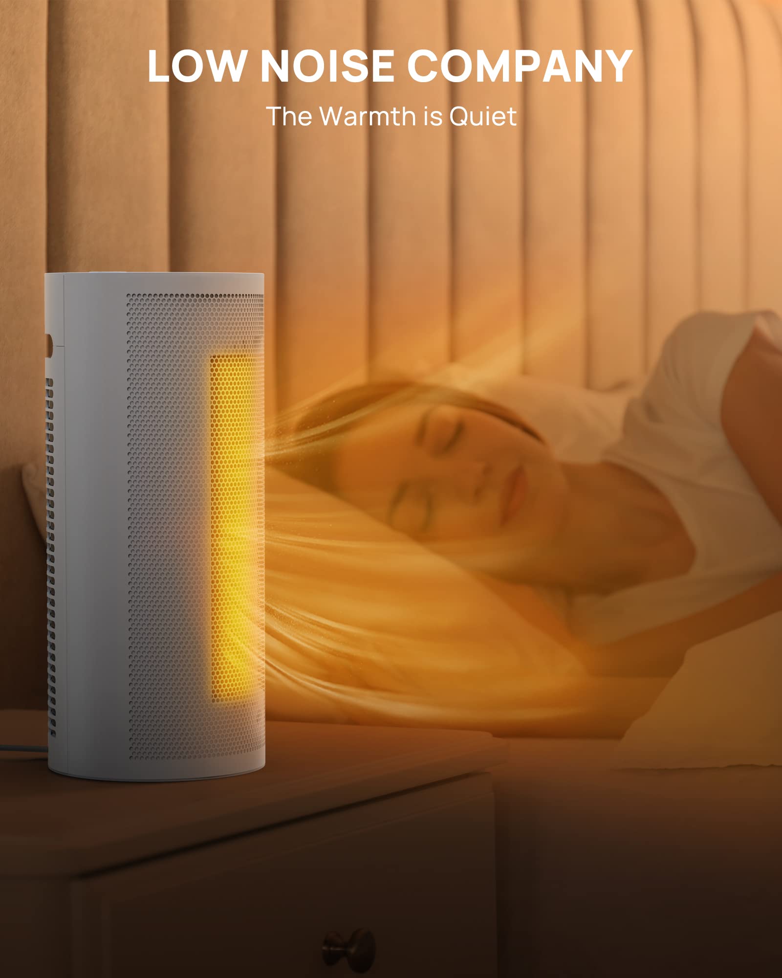 Upstreman 1500W PTC Ceramic Space Heater - Fast 3-Second Heating, 70° Oscillation & Tip-Over Protection - Energy Efficient Indoor Heater for Office, Bedroom, Desk - Perfect for Winter Home & Workspace Warmth (White)