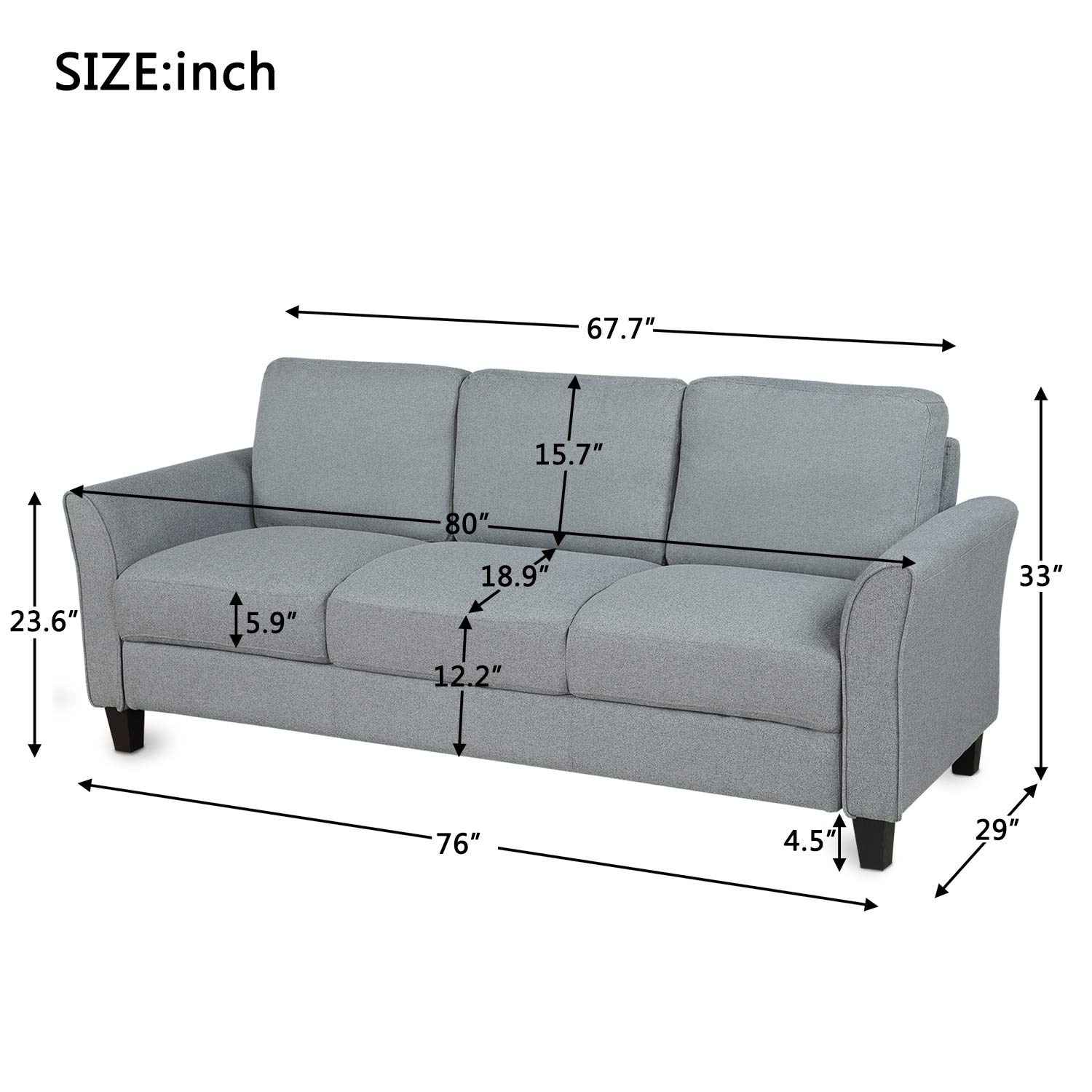 Merax Modern 3-Seat Upholstered Sofa - Linen Fabric Living Room Couch for Home, Office & Lounge | Comfortable Contemporary Furniture for Relaxing & Entertaining